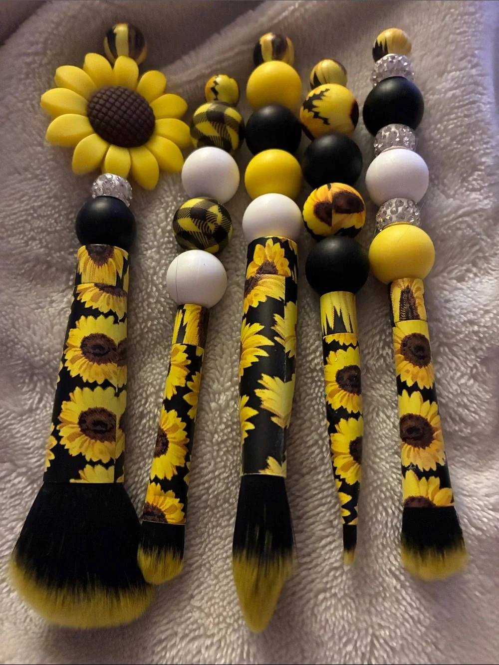 Sunflower Makeup Brush Set - Yellow Black White Floral